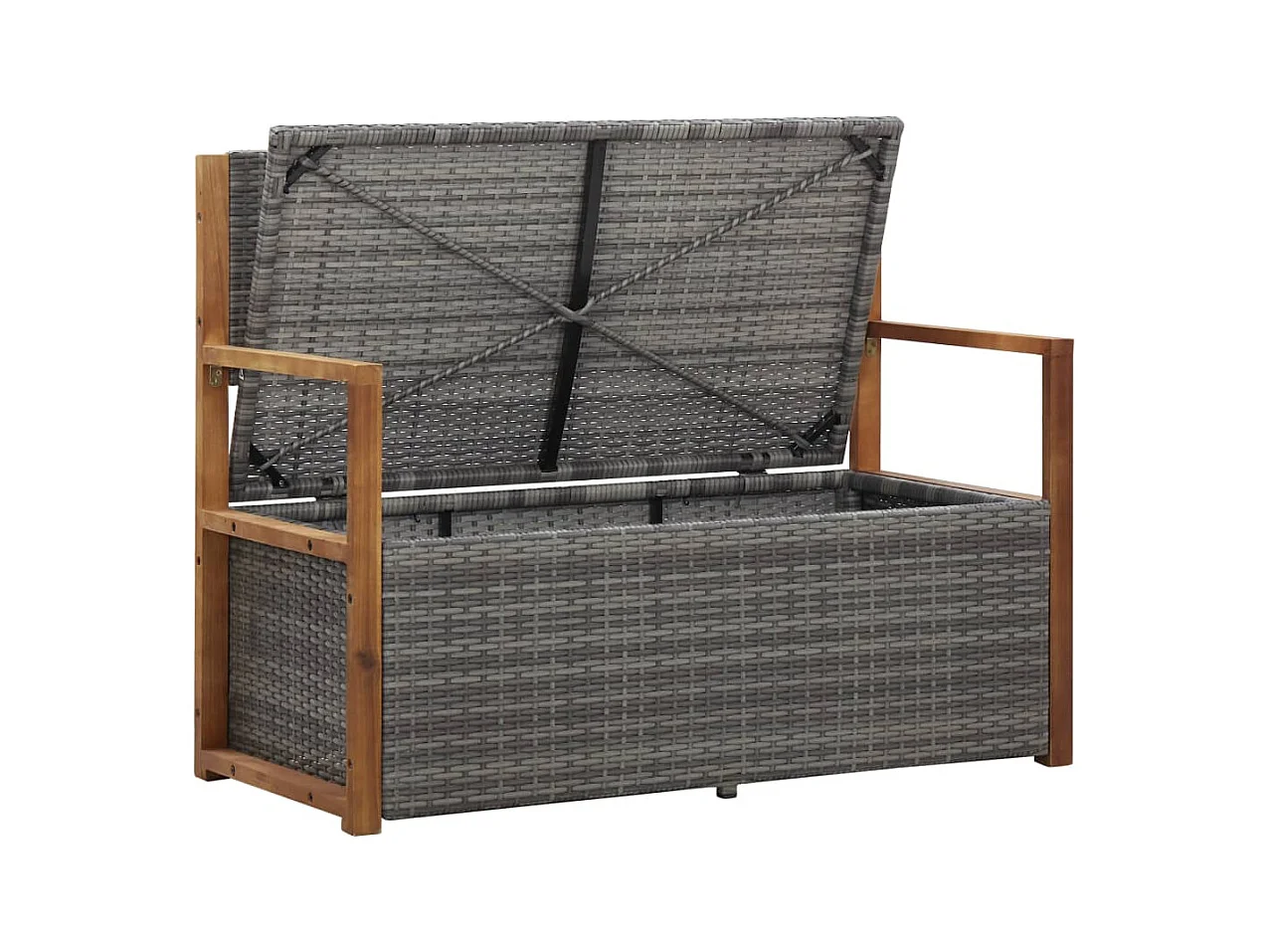 Opbergbank 115 cm Hars riet en acaciahout Grijs