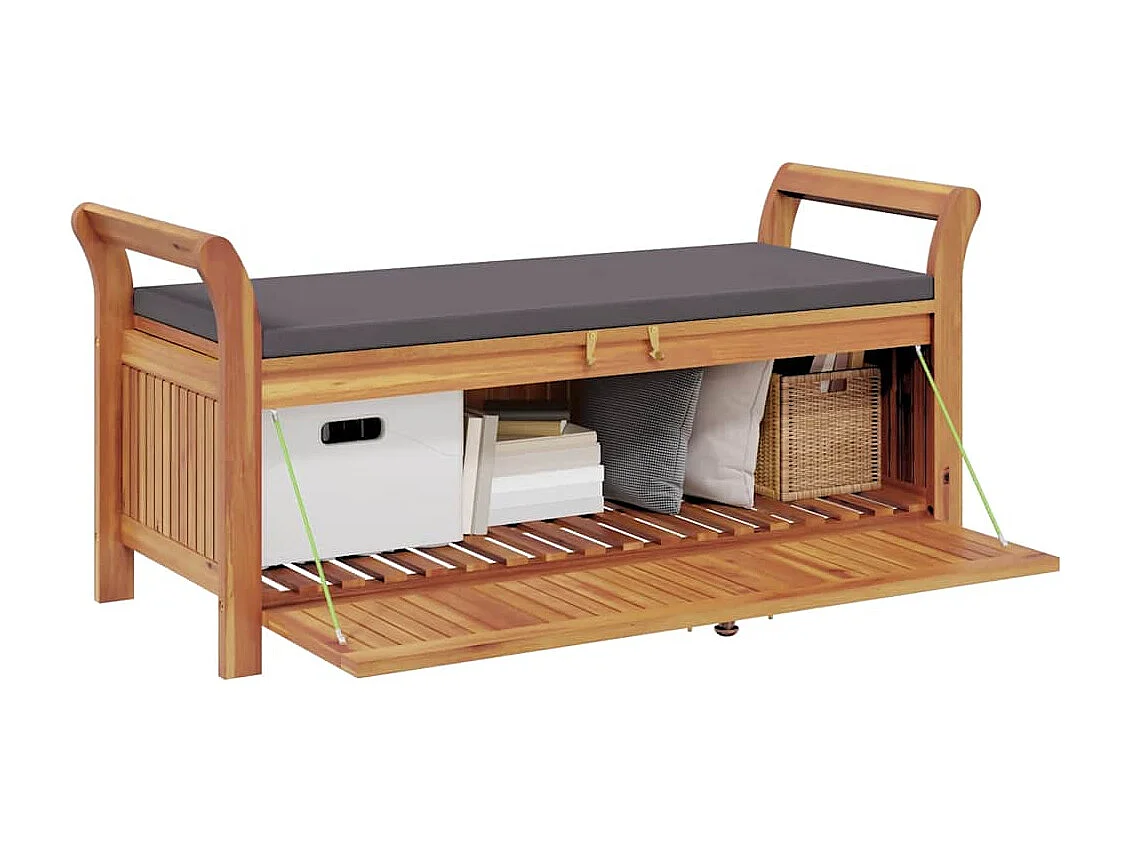 Panca contenitore da giardino con cuscino 126 cm Legno di acacia