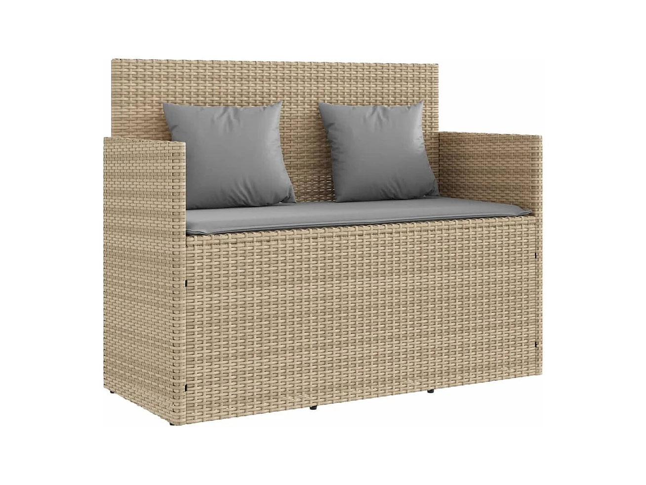 Tuinbank met beige geweven harskussens