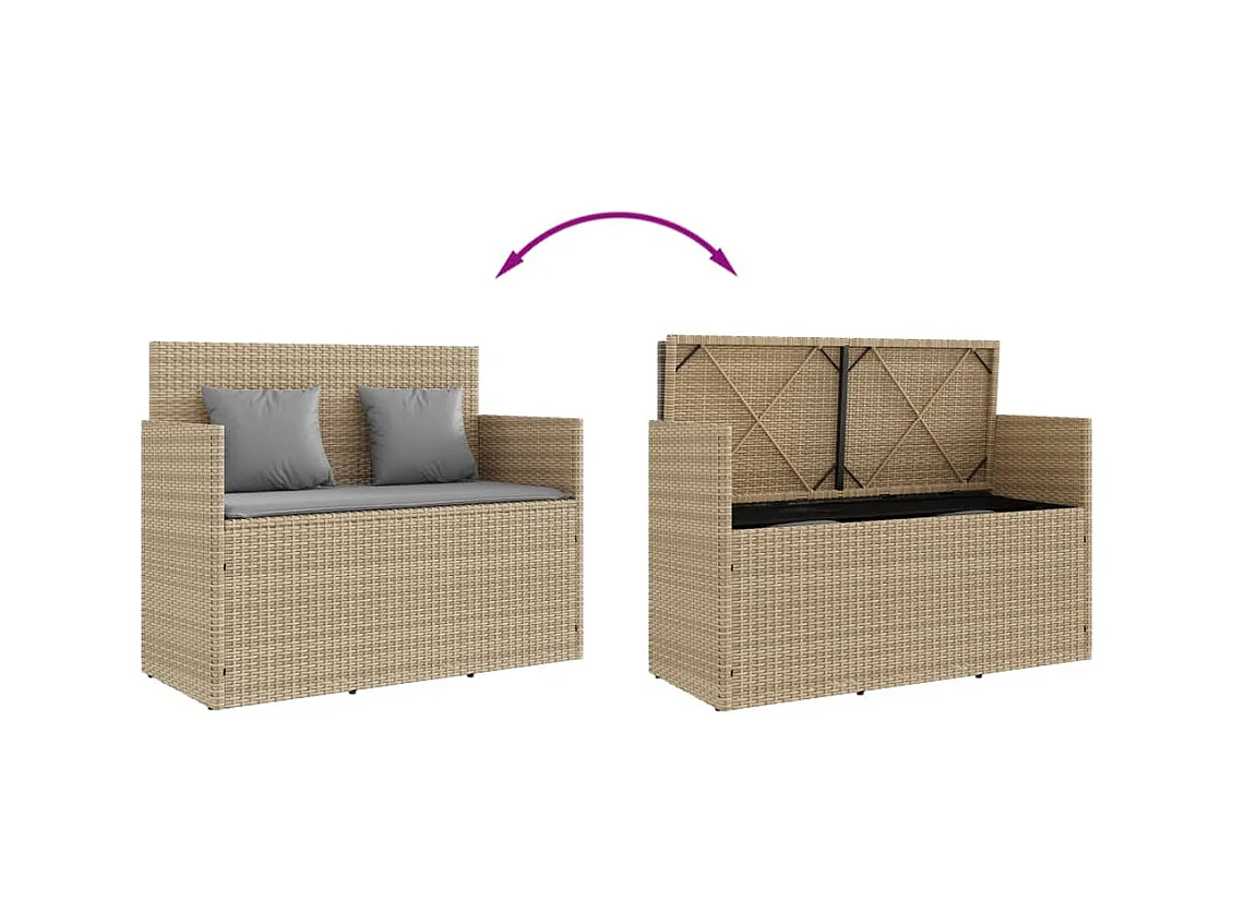 Tuinbank met beige geweven harskussens