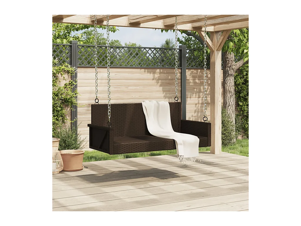 Bruine schommelstoel 119x56x48 cm geweven hars