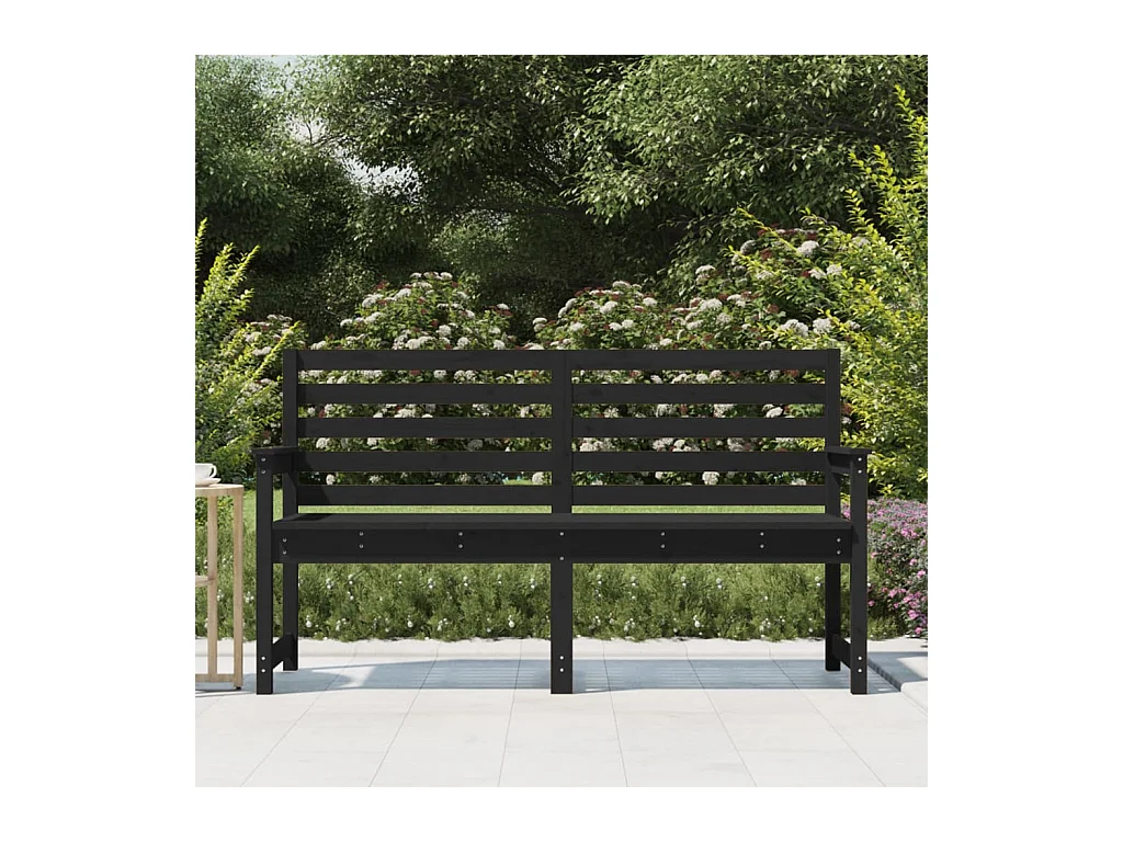 Zwarte tuinbank 159,5x48x91,5 cm massief grenenhout