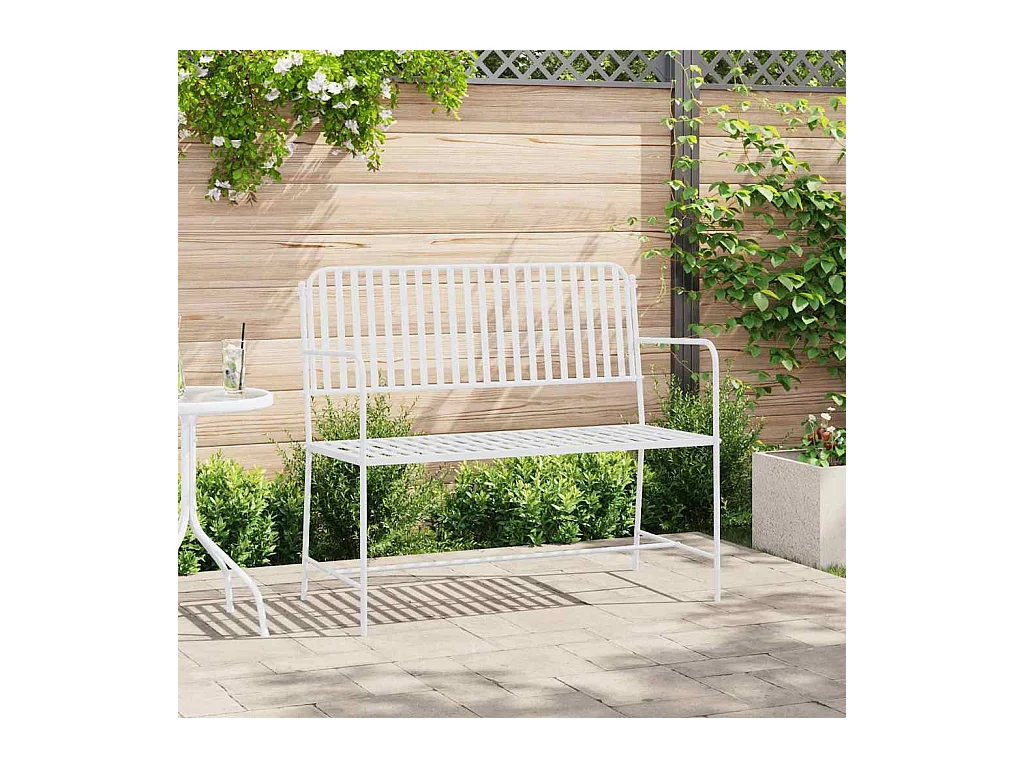 Banc de jardin Blanc 104 x 54 x 93cm Acier