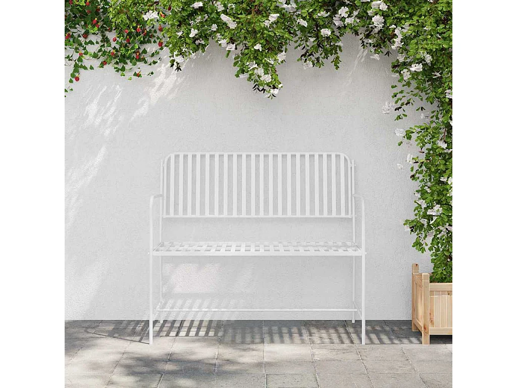 Banc de jardin Blanc 104 x 54 x 93cm Acier