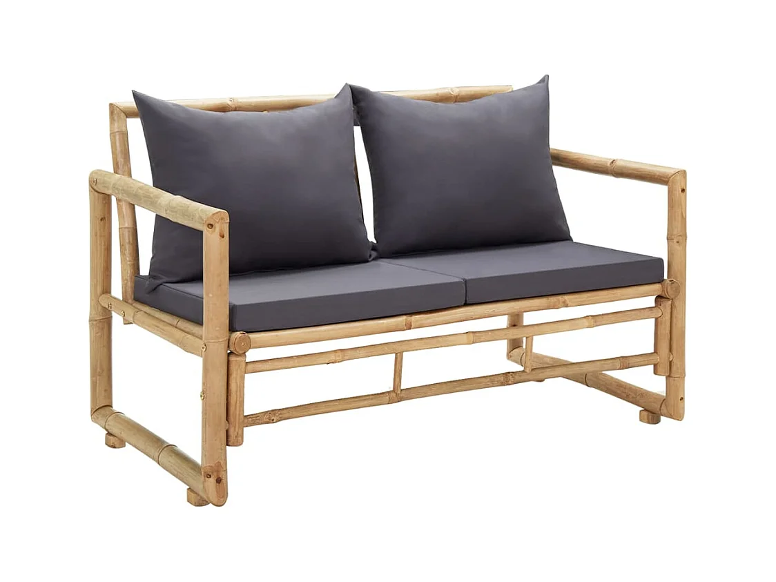 Banco de jardín con cojines 115 cm Bambú