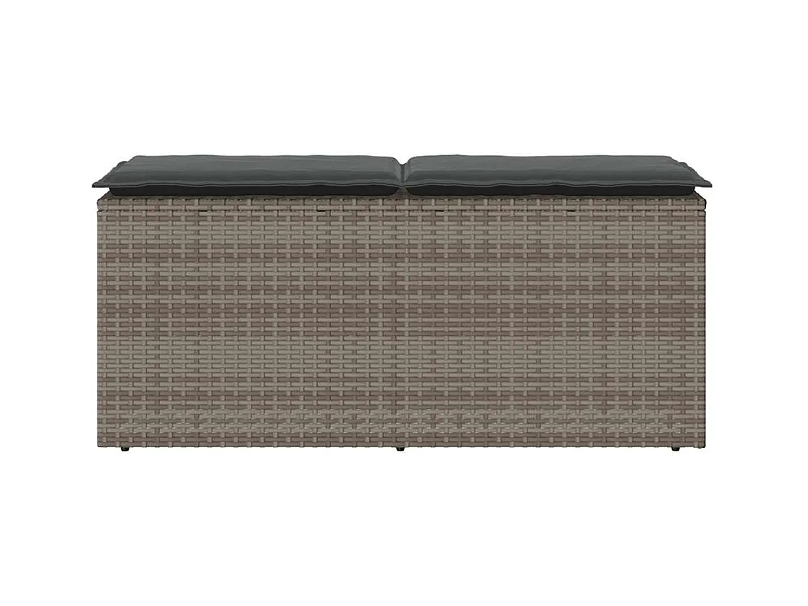 Panca da giardino con cuscino grigio 110x40x44 cm in resina intrecciata