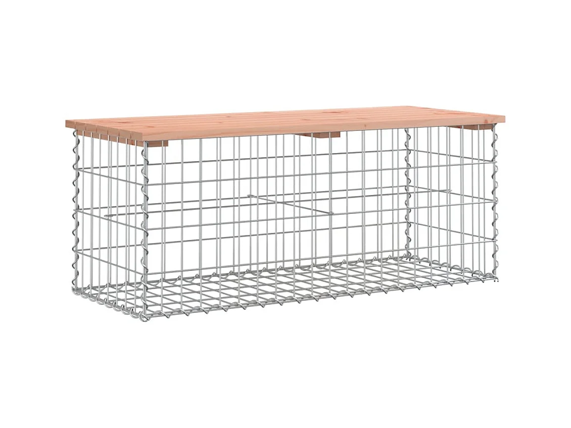 Banco de jardín de diseño gavión 103x44x42cm madera maciza de abeto Douglas