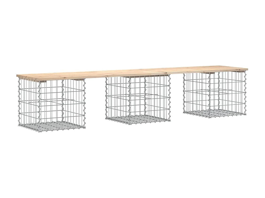 Banc de jardin design de gabion 203x44x42 cm bois massif de pin