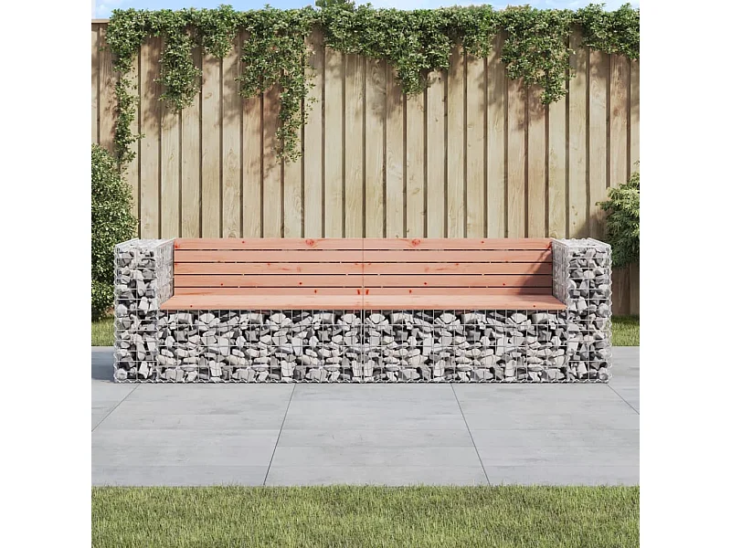Gabionen-Design-Gartenbank 244x71x65,5 cm massives Douglasienholz