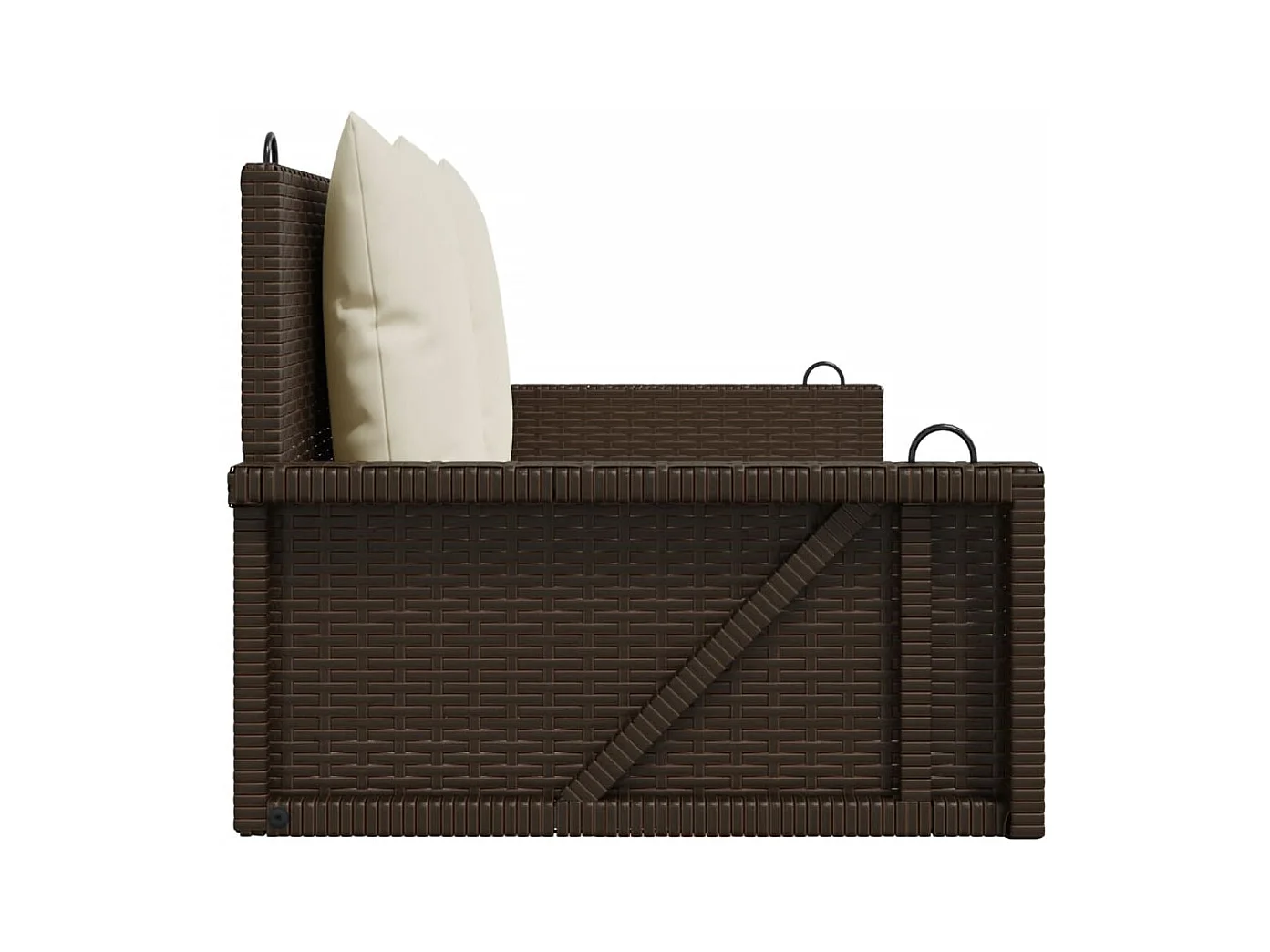 Asiento de columpio con cojines marrones 119x56x48 cm resina tejida