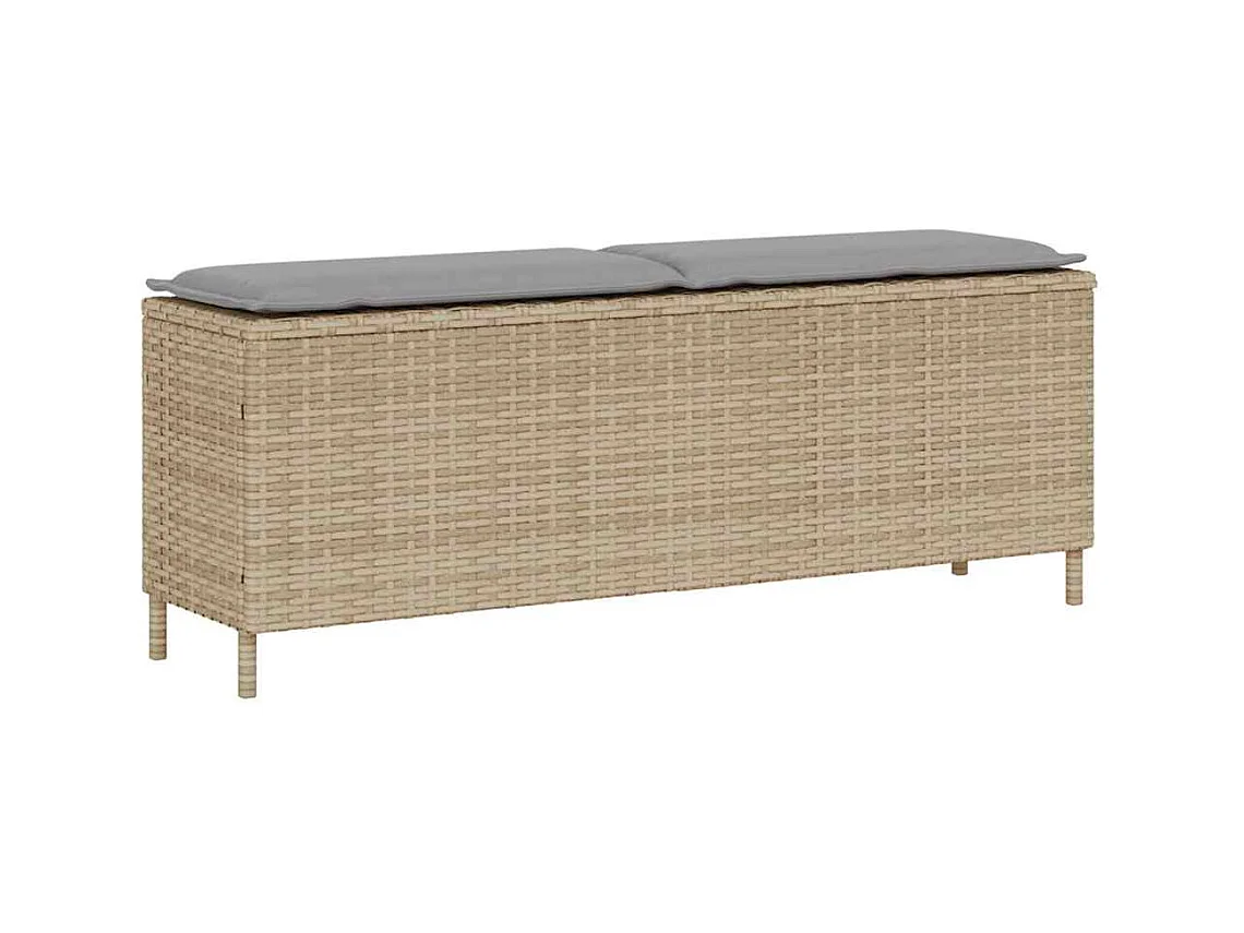 Panca da giardino con cuscino beige 110x30x40,5 cm in resina intrecciata