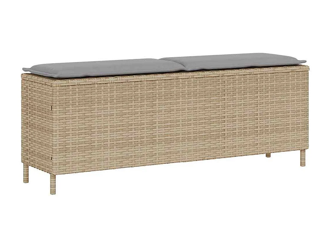 Banc de jardin avec coussin beige 110x30x40,5 cm résine tressée