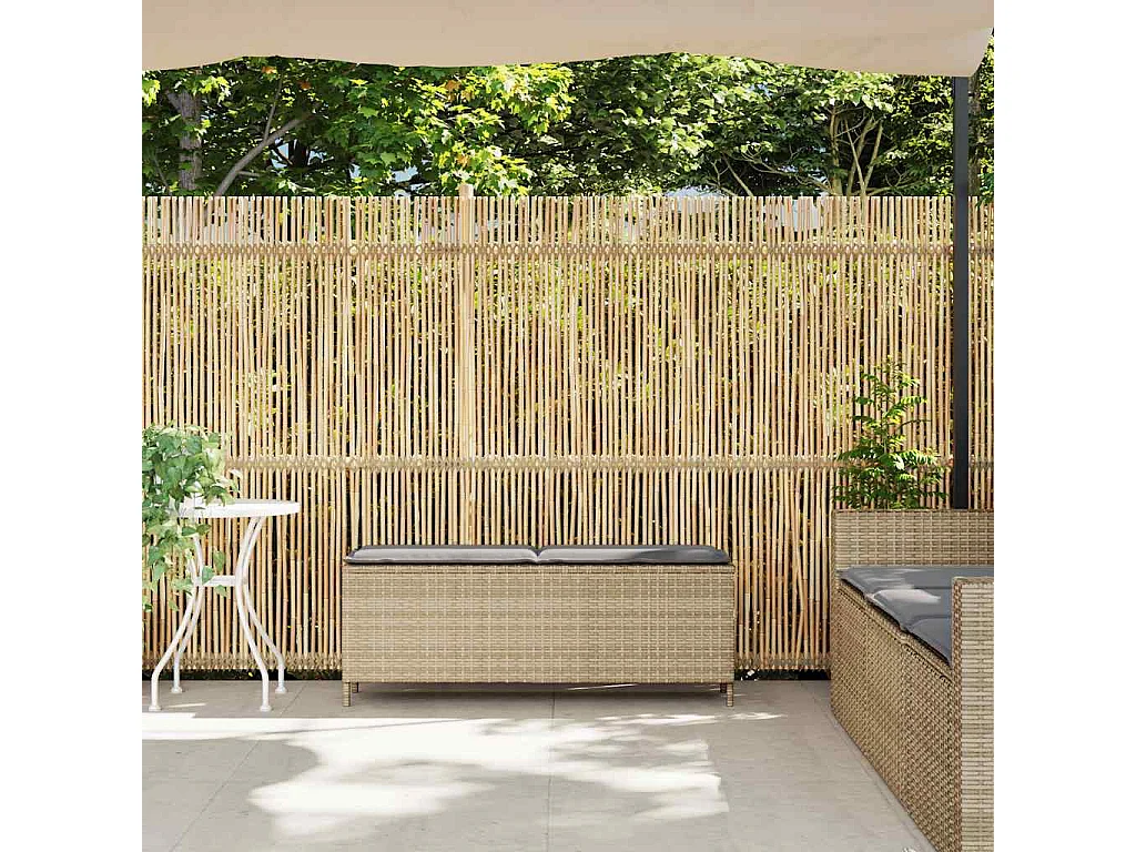 Banc de jardin avec coussin beige 110x30x40,5 cm résine tressée
