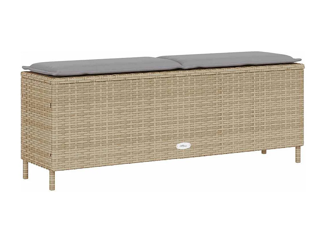 Banc de jardin avec coussin beige 110x30x40,5 cm résine tressée