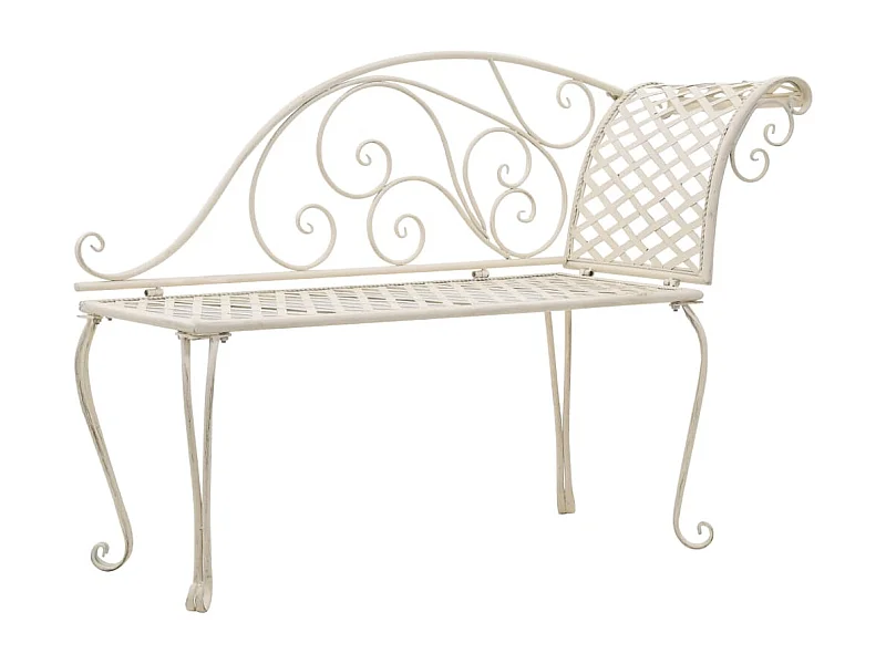 Chaise longue de jardin 128 cm Métal Antique Blanc