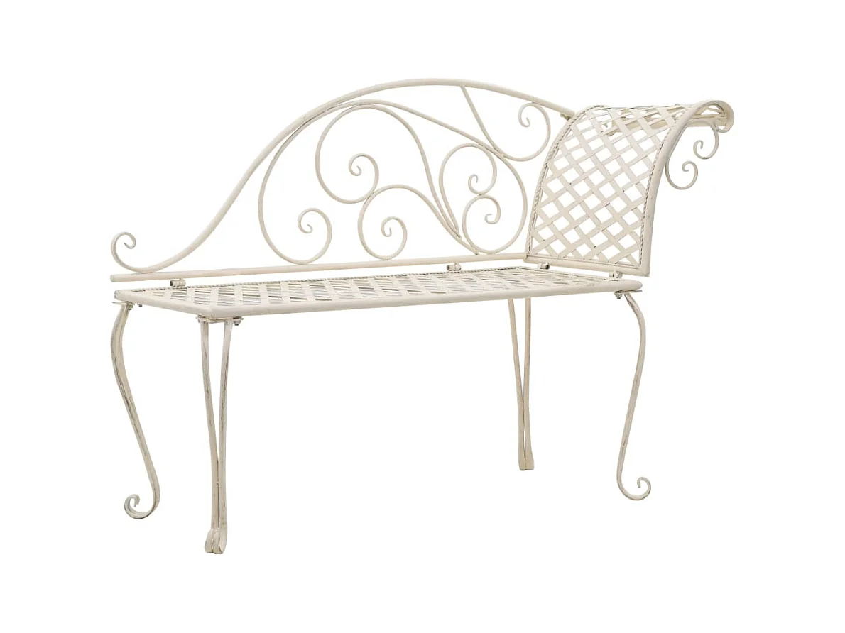 Chaise longue de jardin 128 cm Métal Antique Blanc