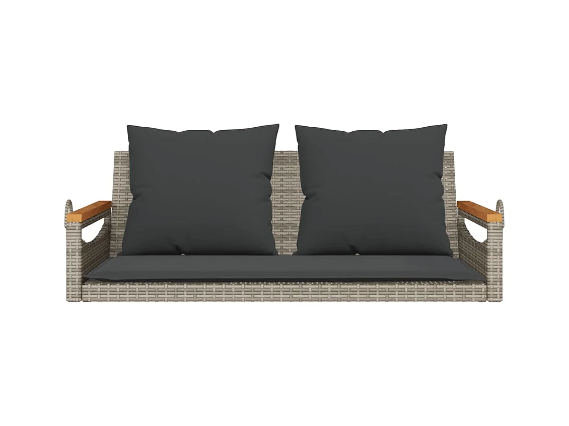 Asiento de columpio con cojines grises 109x62x40 cm resina tejida