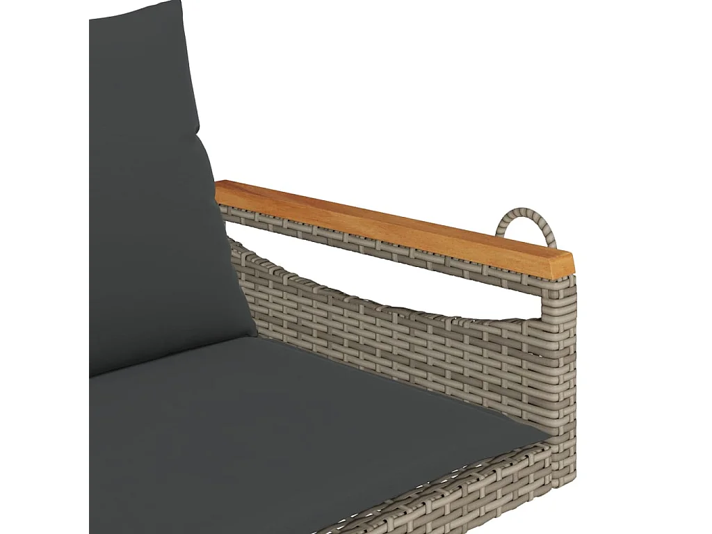 Asiento de columpio con cojines grises 109x62x40 cm resina tejida