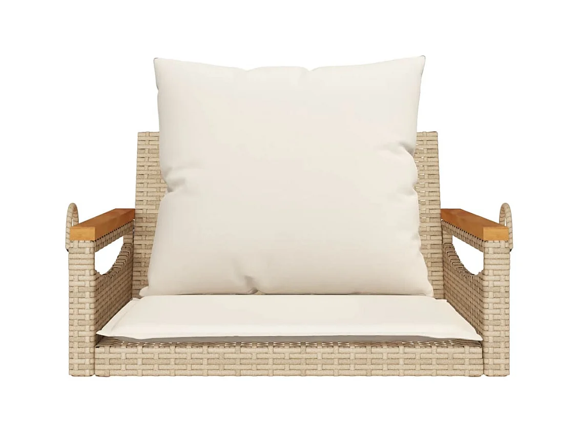 Schommelstoel met beige kussens 63x62x40 cm geweven hars