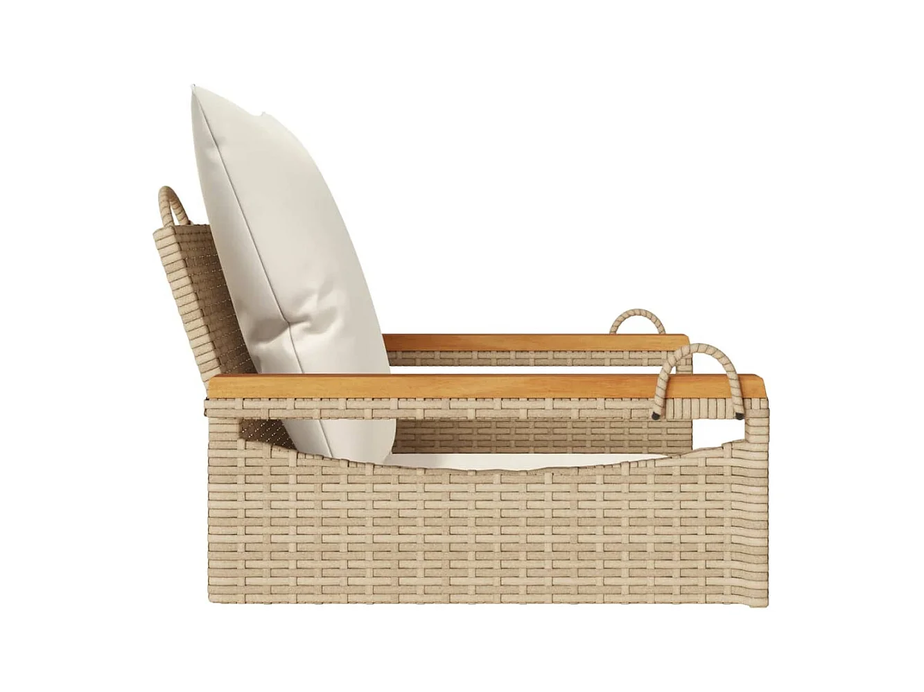 Schommelstoel met beige kussens 63x62x40 cm geweven hars