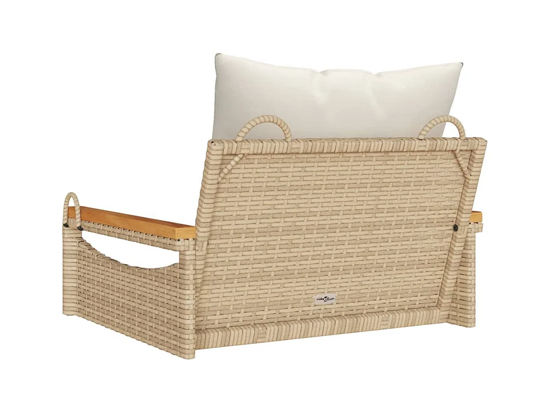 Schommelstoel met beige kussens 63x62x40 cm geweven hars