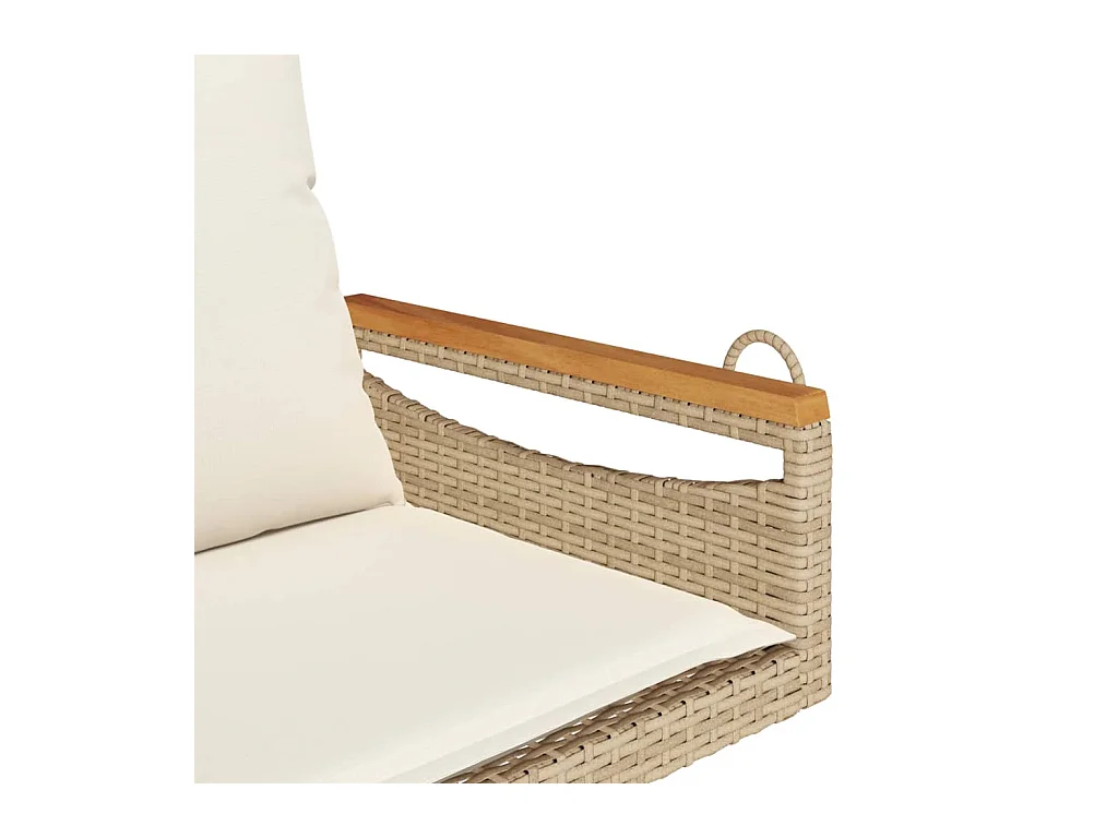 Schommelstoel met beige kussens 63x62x40 cm geweven hars
