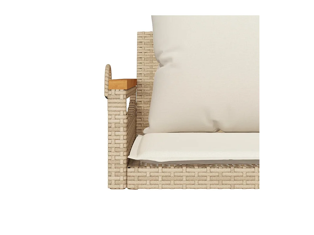Schommelstoel met beige kussens 63x62x40 cm geweven hars