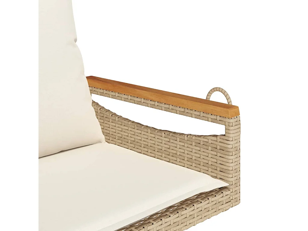 Altalena con cuscini beige 63x62x40 cm in resina intrecciata