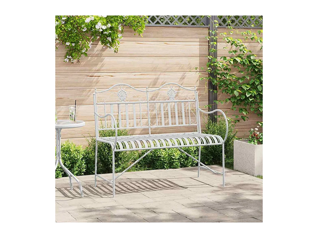 Banc de jardin Blanc 104 x 54 x 93cm Acier