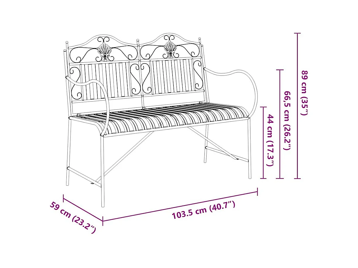 Witte tuinbank 104 x 54 x 93 cm Staal