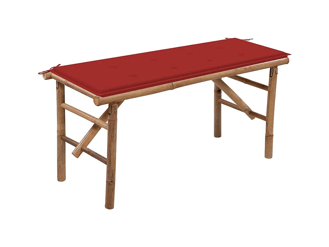 Banco de jardín plegable con cojín 118 cm Bambú