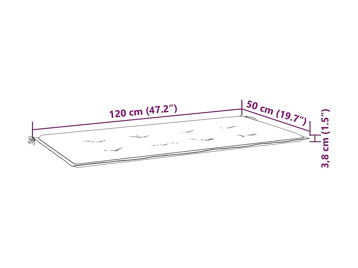 Panca da giardino pieghevole con cuscino 118 cm in bambù