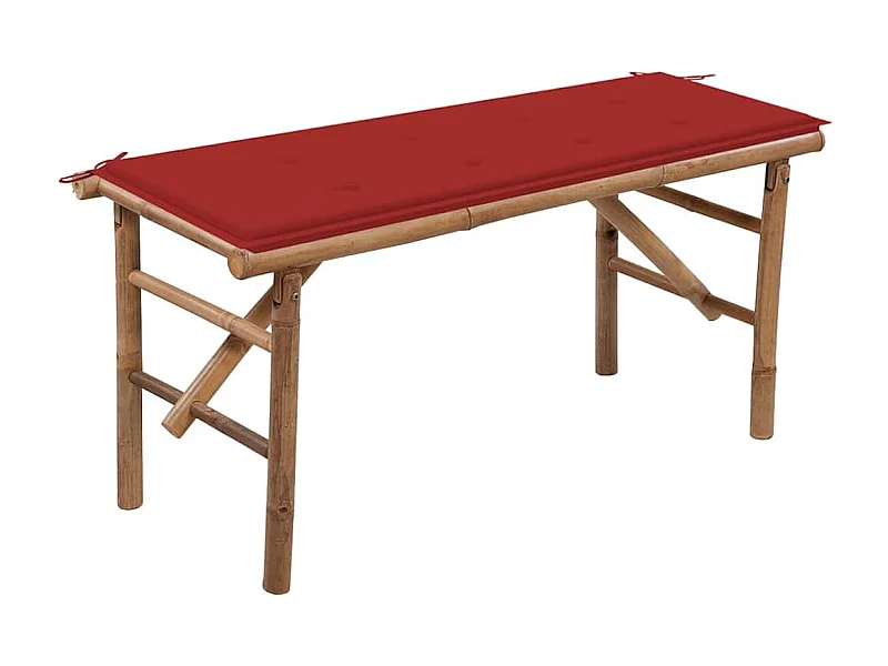 Panca da giardino pieghevole con cuscino 118 cm in bambù