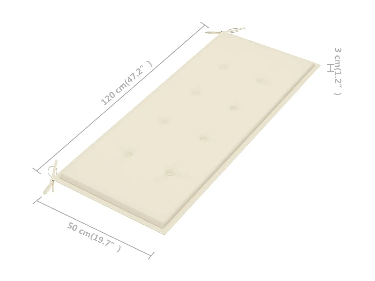 Batavia bank met crème kussen 120 cm Massief teakhout