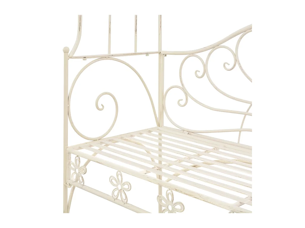 Panca da giardino 122 cm Ferro bianco anticato