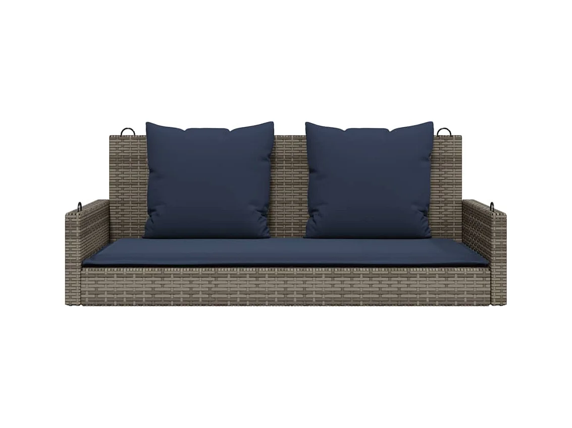 Panca a dondolo con cuscini Grigio 119 x 56 x 48 cm Resina vimini
