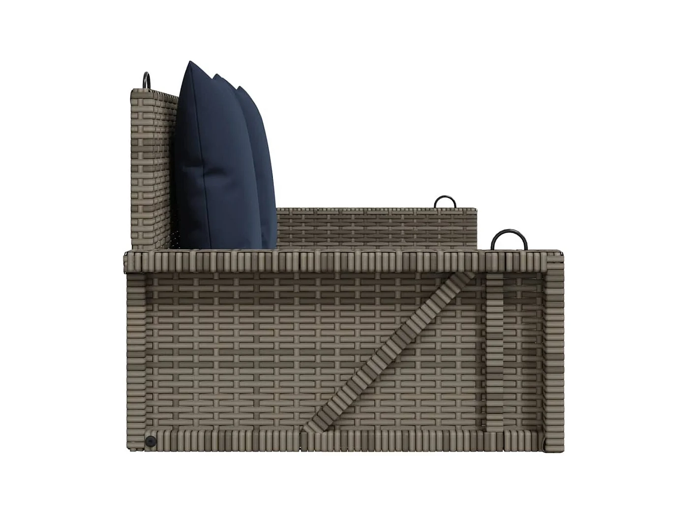 Panca a dondolo con cuscini Grigio 119 x 56 x 48 cm Resina vimini