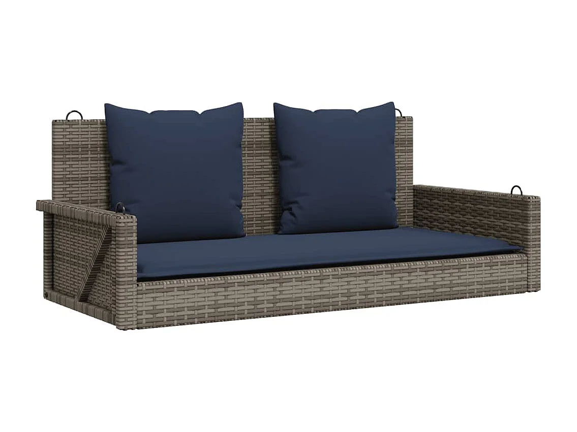Panca a dondolo con cuscini Grigio 119 x 56 x 48 cm Resina vimini