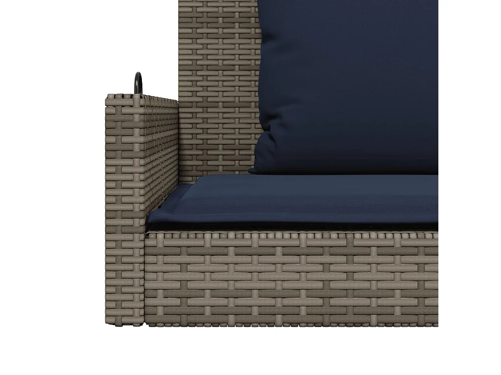 Panca a dondolo con cuscini Grigio 119 x 56 x 48 cm Resina vimini