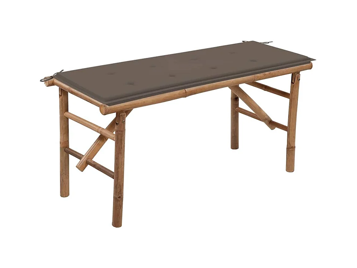 Banco de jardín plegable con cojín 118 cm Bambú