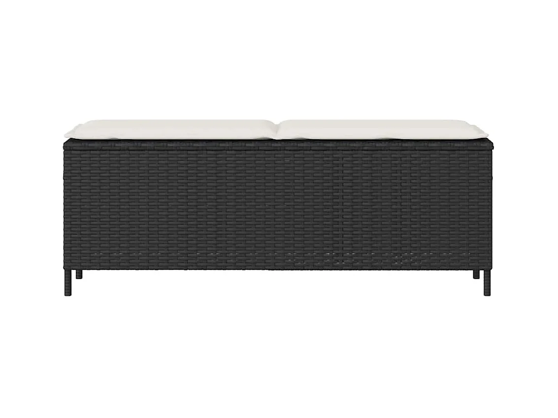 Banc de jardin avec coussin noir 110x30x40,5 cm résine tressée