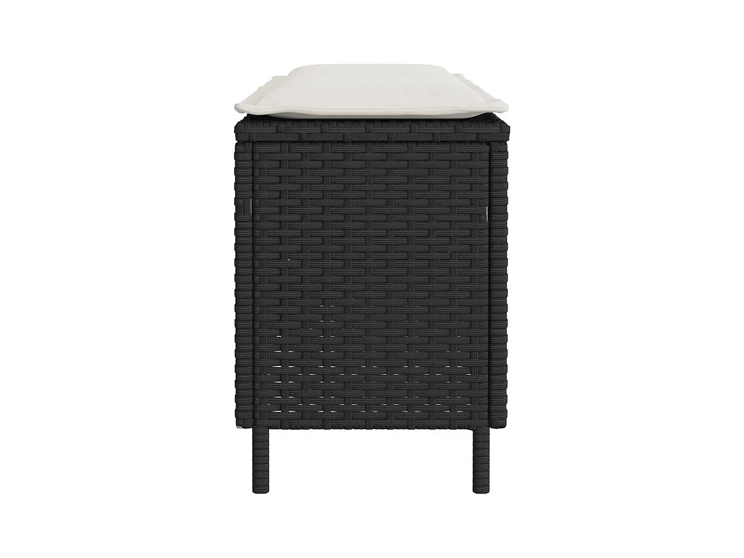 Banc de jardin avec coussin noir 110x30x40,5 cm résine tressée