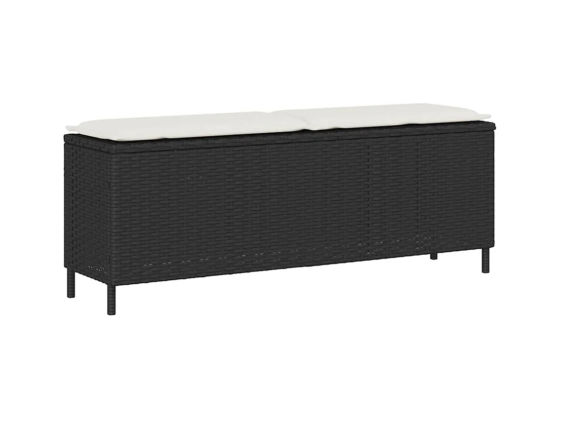 Banc de jardin avec coussin noir 110x30x40,5 cm résine tressée