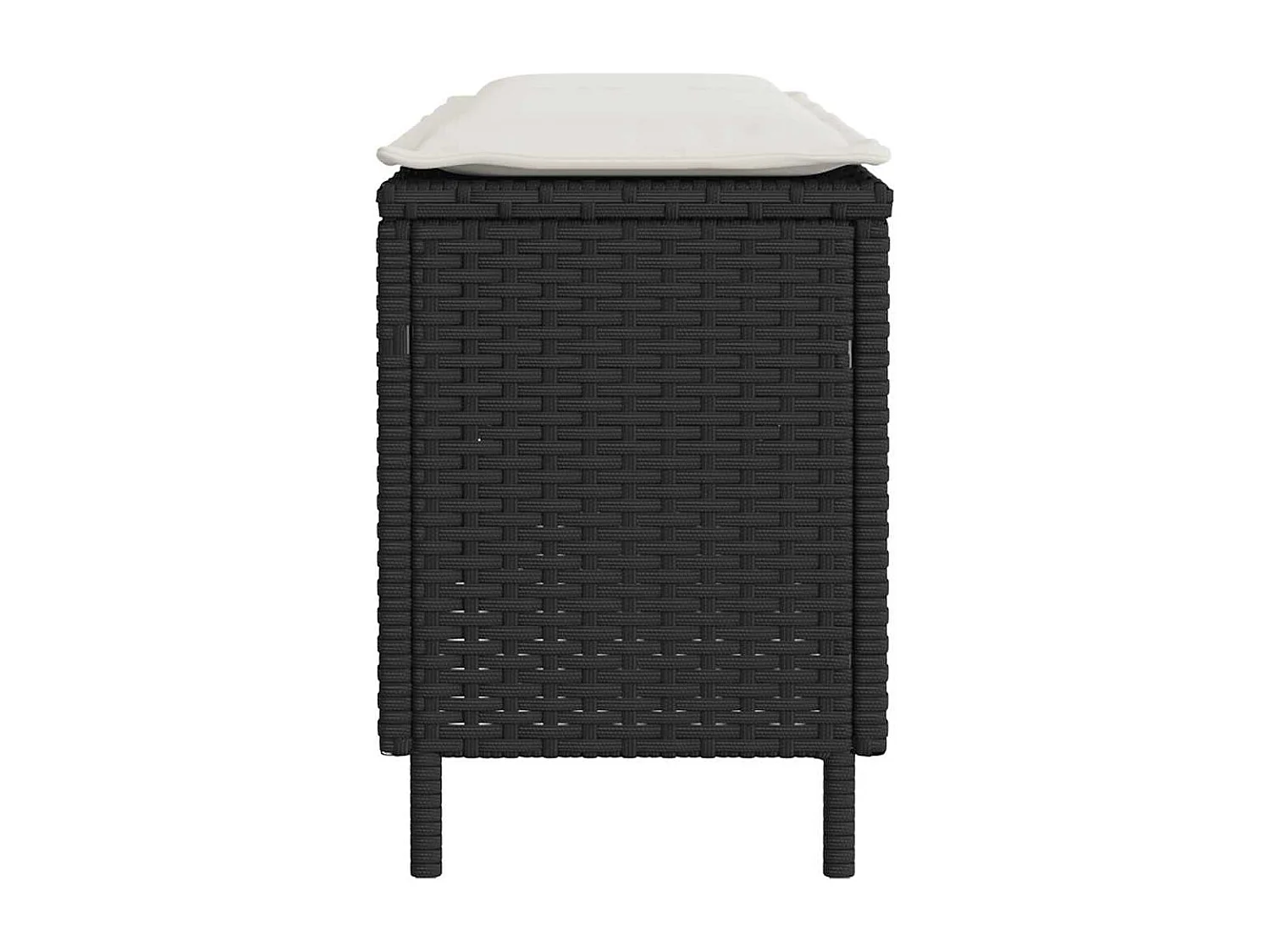 Banc de jardin avec coussin noir 110x30x40,5 cm résine tressée