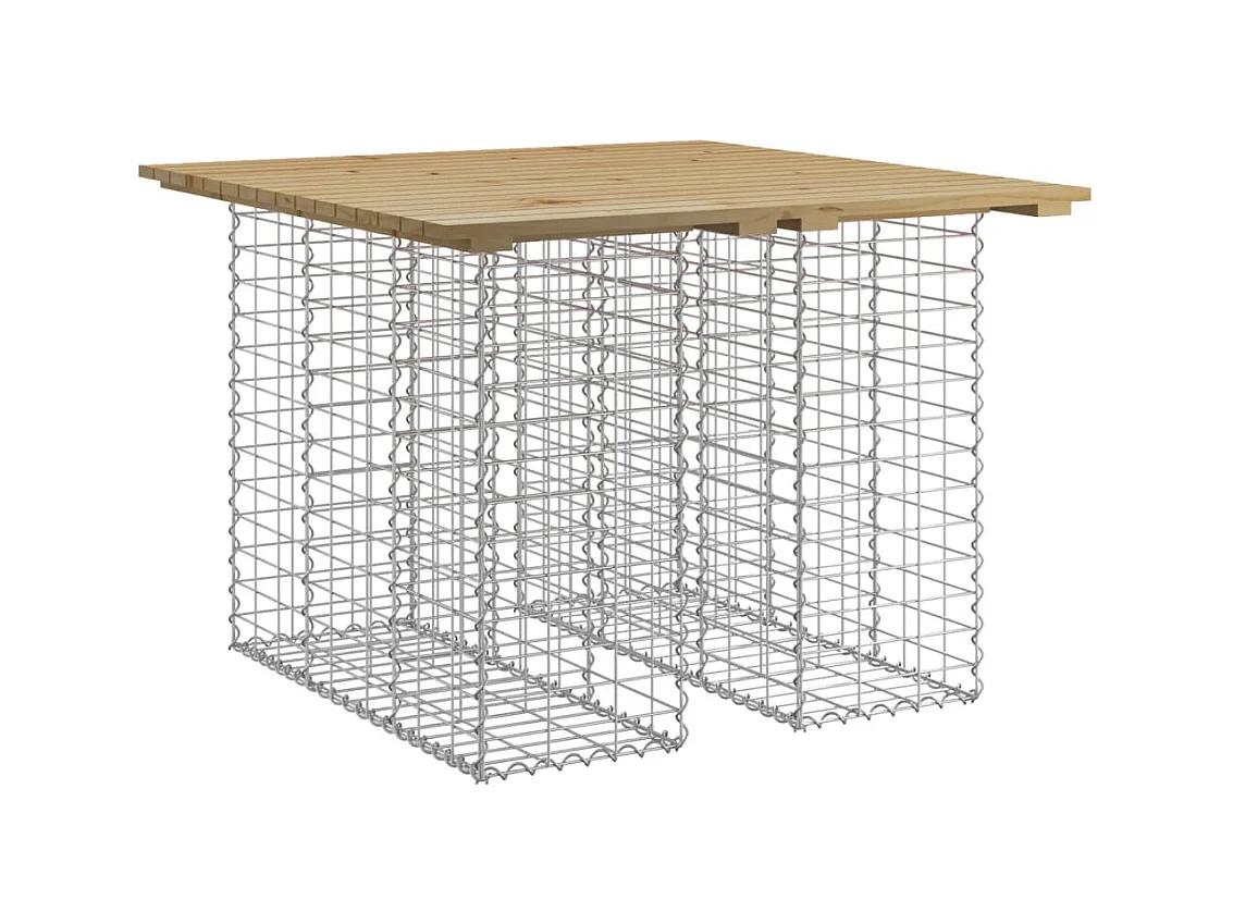 Banco de jardín de diseño en gavión 100x102x72 cm madera de pino impregnada