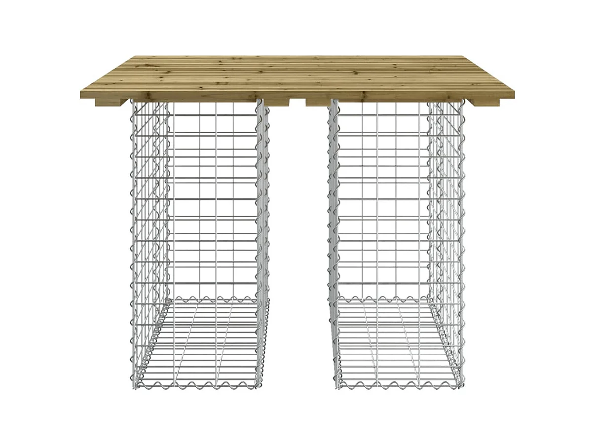 Banco de jardín de diseño en gavión 100x102x72 cm madera de pino impregnada