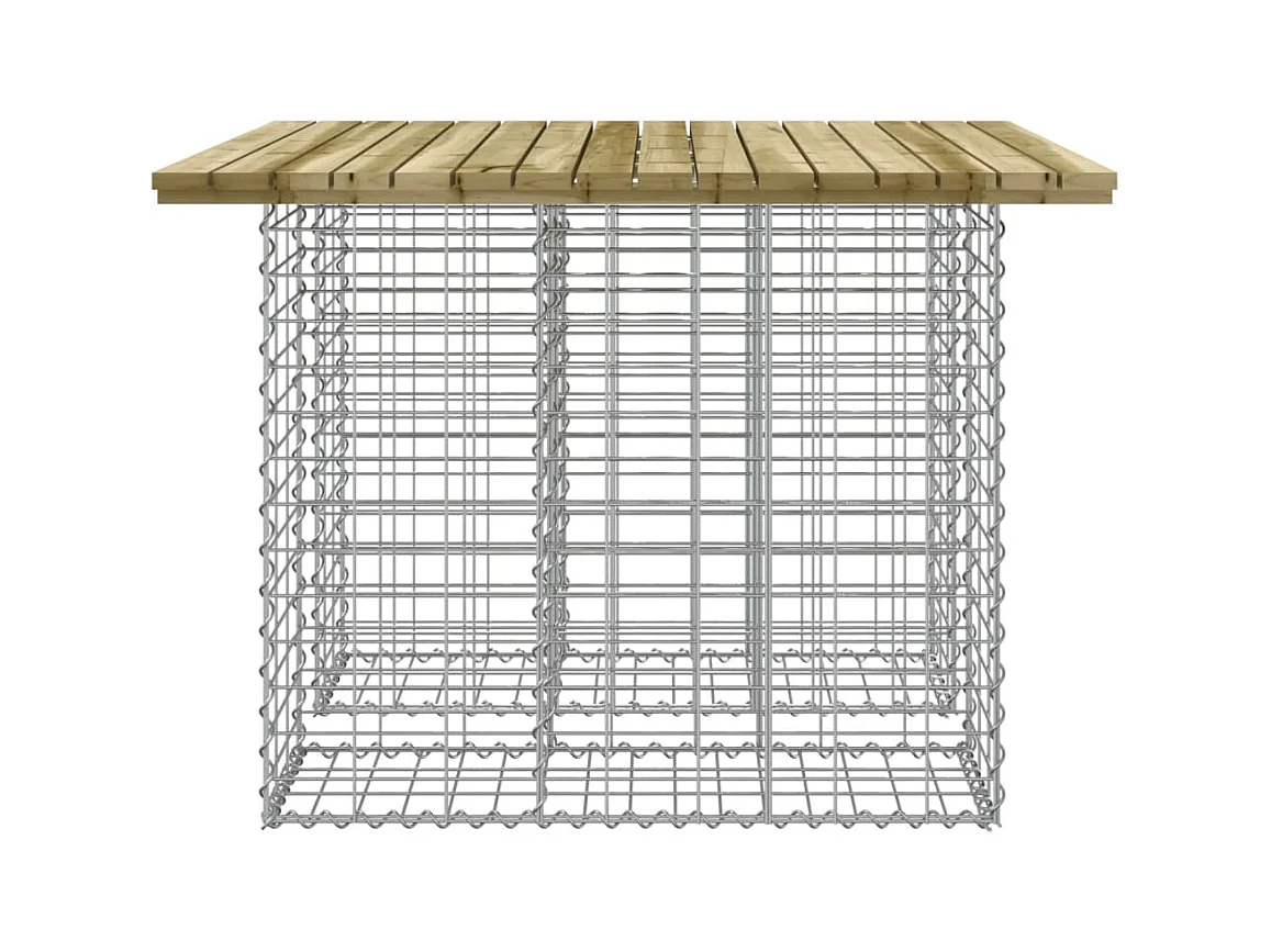 Banco de jardín de diseño en gavión 100x102x72 cm madera de pino impregnada