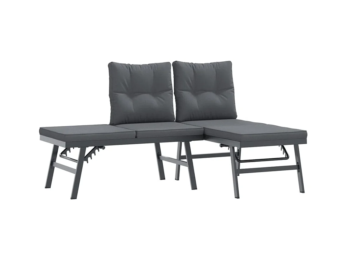 Tuinbanken met kussens set van 2 gepoedercoat staal