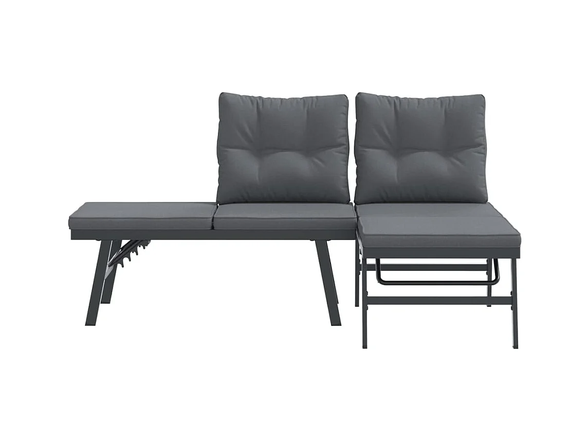 Tuinbanken met kussens set van 2 gepoedercoat staal