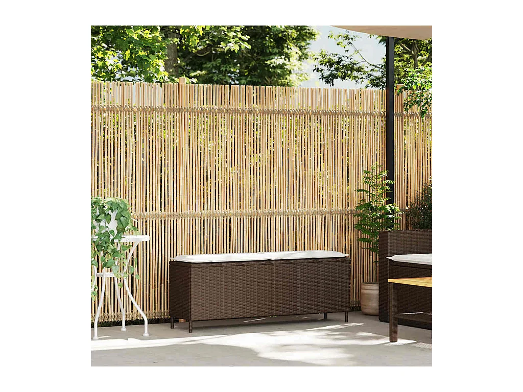 Banc de jardin avec coussin marron 110x30x40,5cm résine tressée